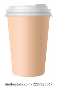 Coffee cup with place for lettering. Coffee to go. Hot street drinks, cardboard packaging plastic cap