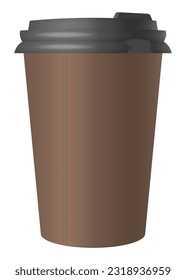 Coffee cup with place for lettering. Coffee to go. Hot street drinks, cardboard packaging plastic cap