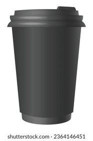 Coffee cup with place for lettering. Coffee to go. Hot street drinks, cardboard packaging plastic cap
