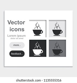 Coffee cup placed on web page template flat vector icon.