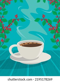 coffee cup and plants poster