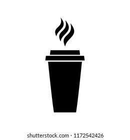 Coffee cup. Plastic coffee cup with hot coffee in flat style. Coffee  icon. Vector illustration