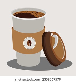 Coffee in a cup with a plastic lid vector art