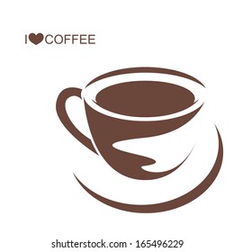 Coffee cup with plate on isolated white background