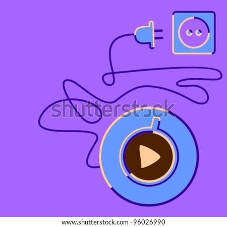 coffee cup with play buttom on violet