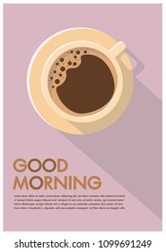 Coffee Cup Poster Flat Design Advertisement Good Morning  Hipster Flayers Vector Illustration Space for text.