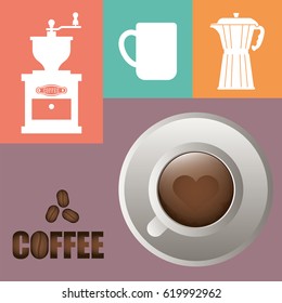 coffee cup poster cup heart shape