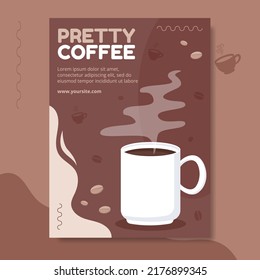 Coffee Cup Poster Template Flat Cartoon Background Vector Illustration