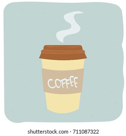 Coffee cup poster in vintage style. Vector hand drawn illustration.