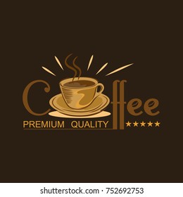 coffee cup premium quality vector logo