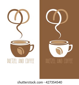 coffee cup and pretzel vector design template