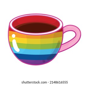 taza de café con bandera arco iris