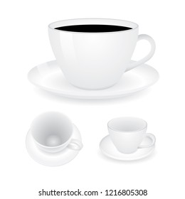 Coffee cup. Realistic coffee cup illustrations set isolated on white background.