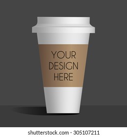 coffee cup realistic mock up template for your design white background editable with shadow