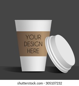 coffee cup realistic mock up template for your design white background editable with shadow