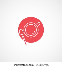 Coffee Cup Red Flat Icon On White Background