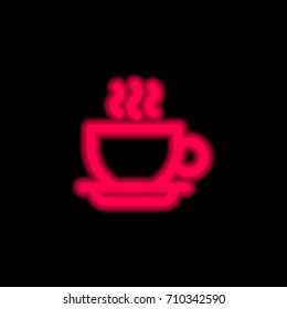 Coffee cup red glowing neon ui ux icon. Glowing sign logo vector