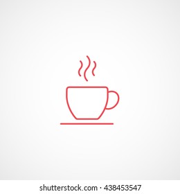 Coffee Cup Red Line Icon On White Background