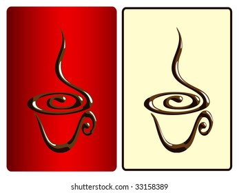 Coffee cup relieves. Vector illustration