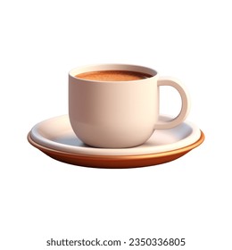 Coffee cup rendered in a 3D minimal style, depicted through a 3D illustration.