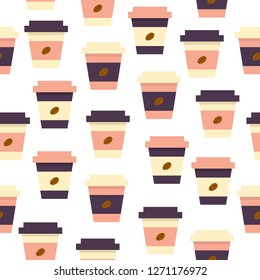 Coffee cup repeat pattern. Surface design for fabric,paper,wrap,textile, card, scrapbooking, wallpaper.