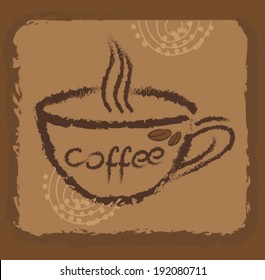Coffee cup in retro background