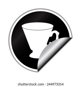coffee cup  with round sticker