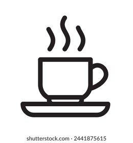 coffee cup with saucer, simple linear, vector illustration 