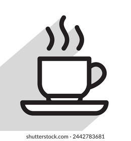 coffee cup with saucer, simple linear, vector illustration 