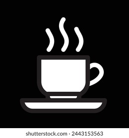 coffee cup with saucer, simple linear, vector illustration 