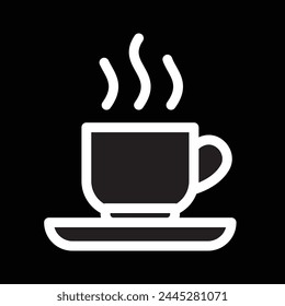 coffee cup with saucer, simple linear, vector illustration 