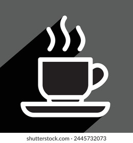 coffee cup with saucer, simple linear, vector illustration 