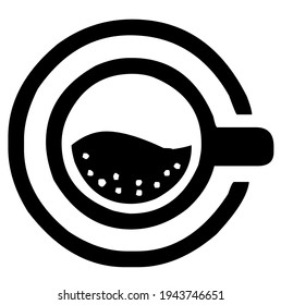 Coffee cup with saucer, vector, illustration, in black and white color, isolated on white background