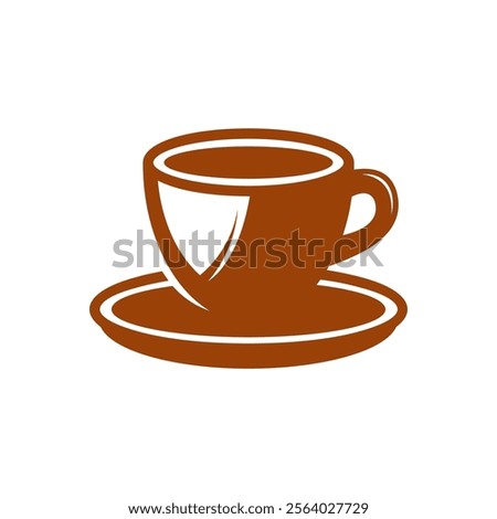 Coffee cup with saucer in white background. Ideal for coffee shop menus, social media posts, or branding materials for cafes.