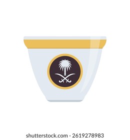 Coffee Cup with Saudi Emblem. Vector Illustration