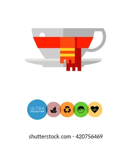 Coffee cup in scarf icon