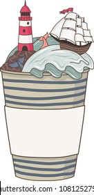 Coffee cup with sea life inside