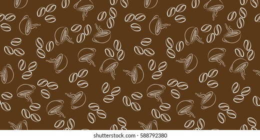 coffee cup seamless isolated on brown background. vector illustration