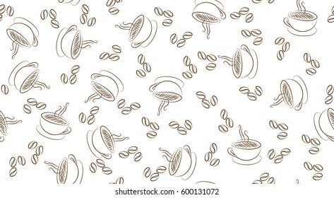 coffee cup seamless isolated on white background. vector illustration