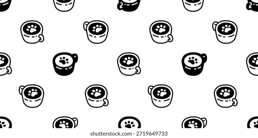 Taza de café sin patrón huella pata de perro
