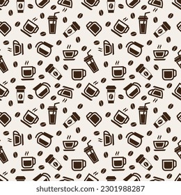 coffee cup seamless pattern for coffee shop background, cafe decoration, dining and culinary events. for a coffee themed greeting card. for coffee-themed fabric motifs