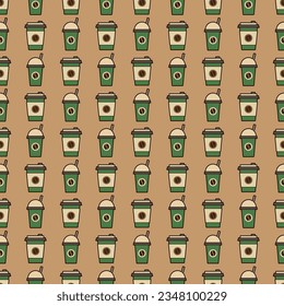 coffee cup seamless pattern for coffee shop background, cafe decoration, dining and culinary events. for a coffee themed greeting card. for coffee-themed fabric motifs