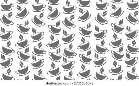 Diseño de fondo de línea mínima de icono de vapor de patrón sin costura de taza de café