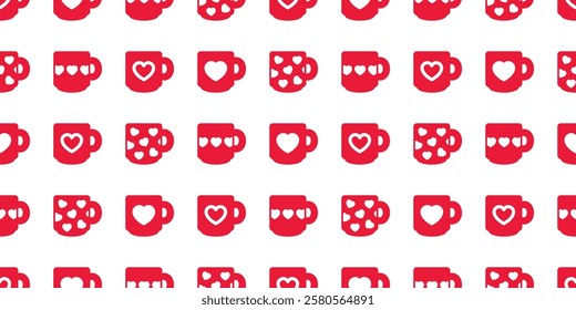 coffee cup seamless pattern valentine heart hot tea vector drink cartoon doodle scarf isolated gift wrapping paper tile wallpaper repeat background illustration design