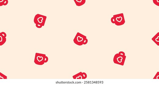 coffee cup seamless pattern valentine heart vector hot tea drink cartoon doodle scarf isolated gift wrapping paper tile wallpaper repeat background illustration design