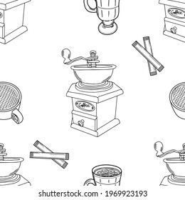 Coffee cup seamless pattern vector illustration. Cup of coffee seamless pattern.