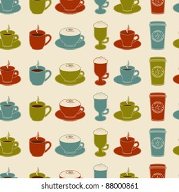 Coffee cup seamless pattern. Vintage design