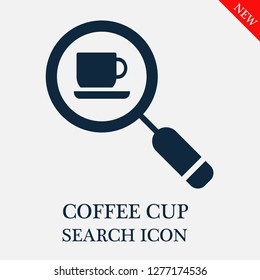 Coffee cup search icon. Editable Coffee cup search icon for web or mobile.