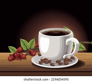 coffee cup and seeds scene