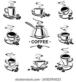 Coffee cup set. Collection icon coffee. Vector